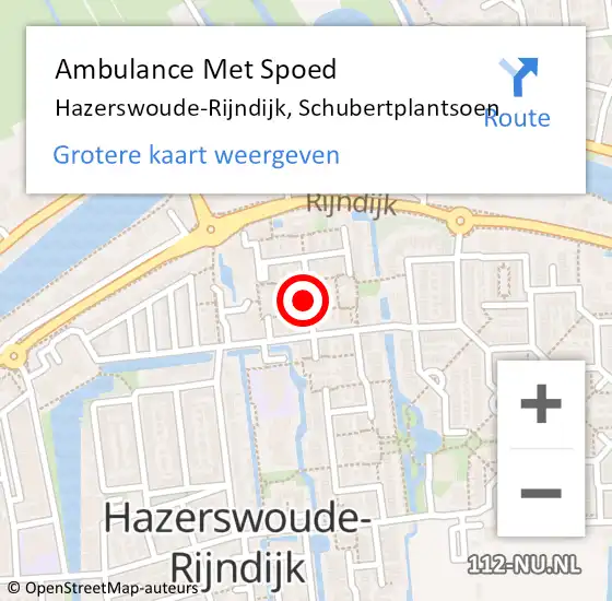 Locatie op kaart van de 112 melding: Ambulance Met Spoed Naar Hazerswoude-Rijndijk, Schubertplantsoen op 19 september 2017 11:25