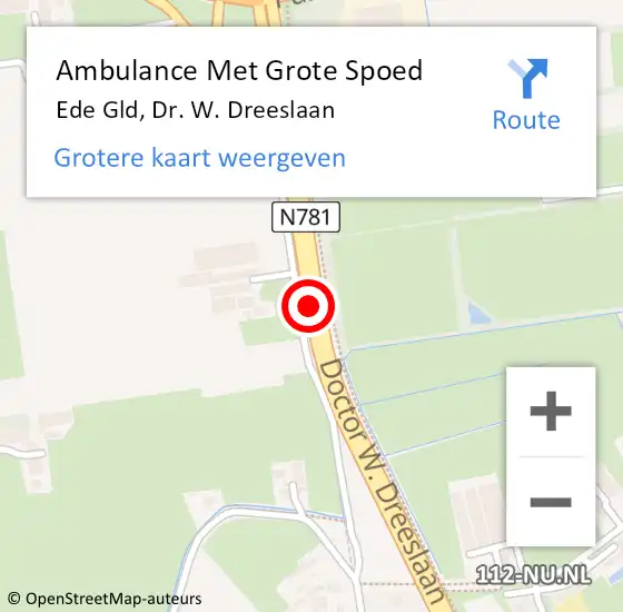 Locatie op kaart van de 112 melding: Ambulance Met Grote Spoed Naar Ede Gld, Dr. W. Dreeslaan op 19 september 2017 11:33