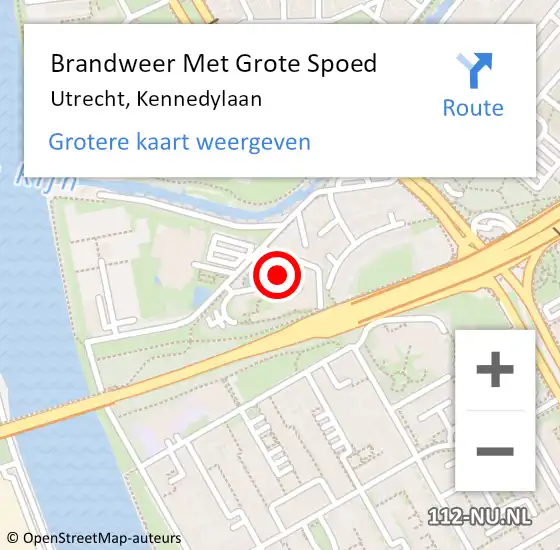 Locatie op kaart van de 112 melding: Brandweer Met Grote Spoed Naar Utrecht, Kennedylaan op 19 september 2017 11:56
