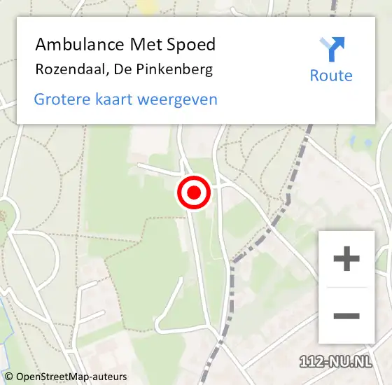 Locatie op kaart van de 112 melding: Ambulance Met Spoed Naar Rozendaal, De Pinkenberg op 19 september 2017 12:19