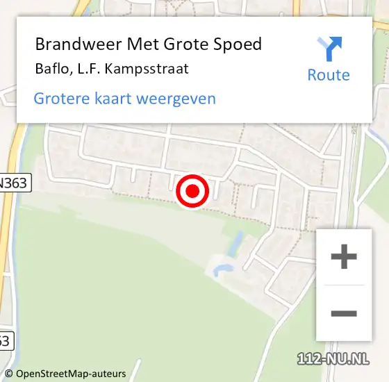 Locatie op kaart van de 112 melding: Brandweer Met Grote Spoed Naar Baflo, L.F. Kampsstraat op 19 september 2017 12:24