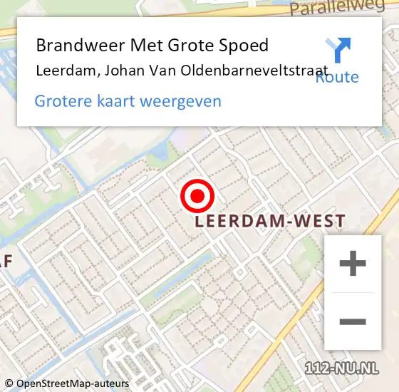 Locatie op kaart van de 112 melding: Brandweer Met Grote Spoed Naar Leerdam, Johan Van Oldenbarneveltstraat op 19 september 2017 13:19