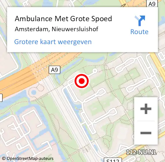 Locatie op kaart van de 112 melding: Ambulance Met Grote Spoed Naar Amsterdam, Nieuwersluishof op 19 september 2017 13:37