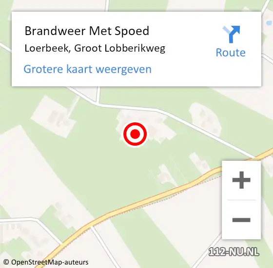 Locatie op kaart van de 112 melding: Brandweer Met Spoed Naar Loerbeek, Groot Lobberikweg op 2 februari 2014 04:32