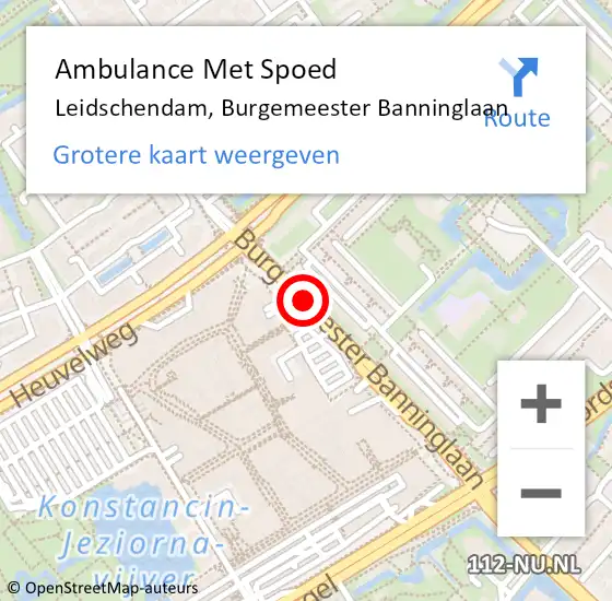 Locatie op kaart van de 112 melding: Ambulance Met Spoed Naar Leidschendam, Burgemeester Banninglaan op 19 september 2017 13:39