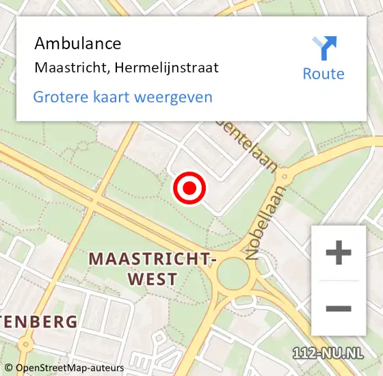 Locatie op kaart van de 112 melding: Ambulance Maastricht, Hermelijnstraat op 19 september 2017 13:43