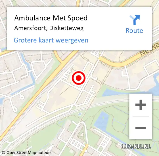 Locatie op kaart van de 112 melding: Ambulance Met Spoed Naar Amersfoort, Disketteweg op 19 september 2017 14:03