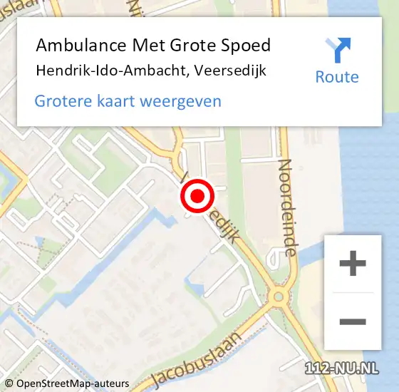 Locatie op kaart van de 112 melding: Ambulance Met Grote Spoed Naar Hendrik-Ido-Ambacht, Veersedijk op 19 september 2017 14:04