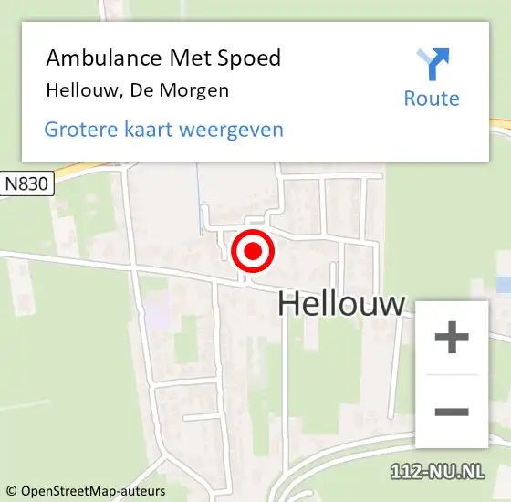 Locatie op kaart van de 112 melding: Ambulance Met Spoed Naar Hellouw, De Morgen op 19 september 2017 14:29