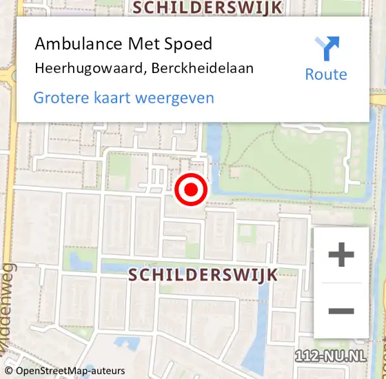 Locatie op kaart van de 112 melding: Ambulance Met Spoed Naar Heerhugowaard, Berckheidelaan op 19 september 2017 14:32