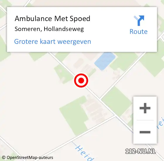 Locatie op kaart van de 112 melding: Ambulance Met Spoed Naar Someren, Hollandseweg op 19 september 2017 14:42