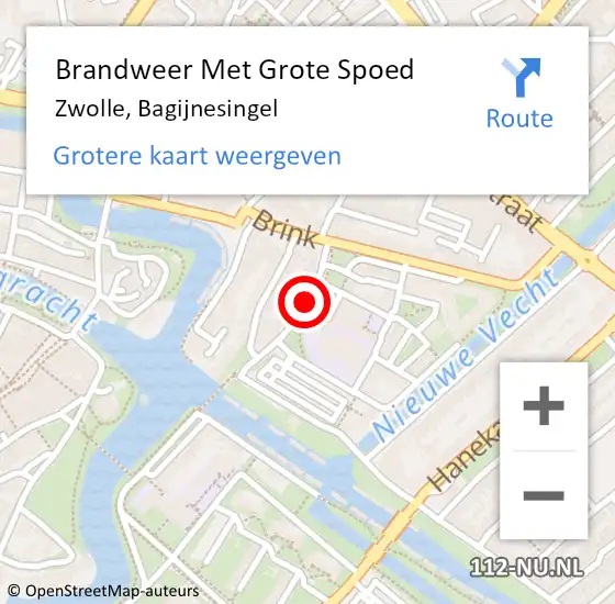 Locatie op kaart van de 112 melding: Brandweer Met Grote Spoed Naar Zwolle, Bagijnesingel op 19 september 2017 14:47