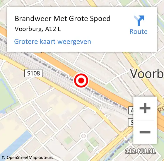 Locatie op kaart van de 112 melding: Brandweer Met Grote Spoed Naar Voorburg, A12 L op 19 september 2017 14:54
