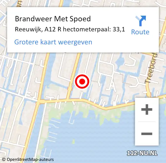 Locatie op kaart van de 112 melding: Brandweer Met Spoed Naar Reeuwijk, A12 L op 19 september 2017 15:43