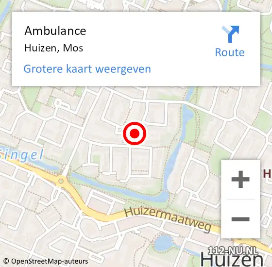 Locatie op kaart van de 112 melding: Ambulance Huizen, Mos op 2 februari 2014 05:29