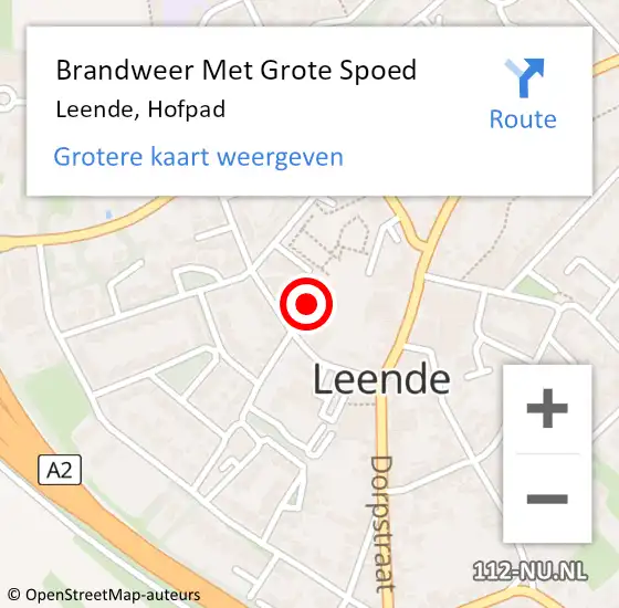 Locatie op kaart van de 112 melding: Brandweer Met Grote Spoed Naar Leende, Hofpad op 19 september 2017 16:02