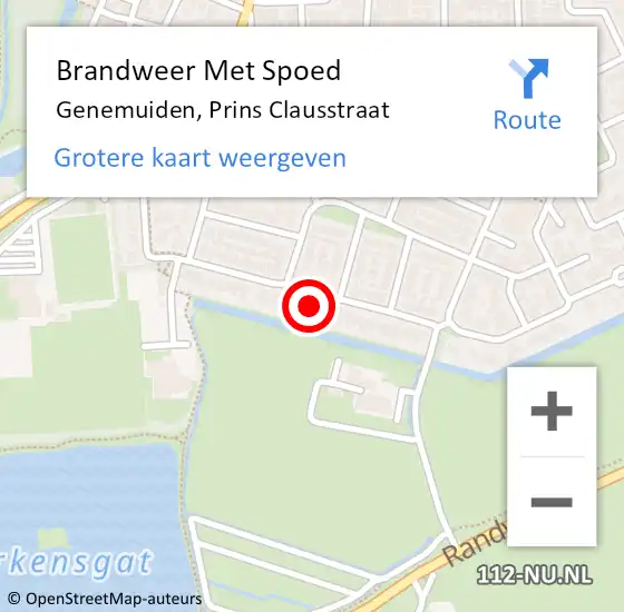 Locatie op kaart van de 112 melding: Brandweer Met Spoed Naar Genemuiden, Prins Clausstraat op 19 september 2017 16:02