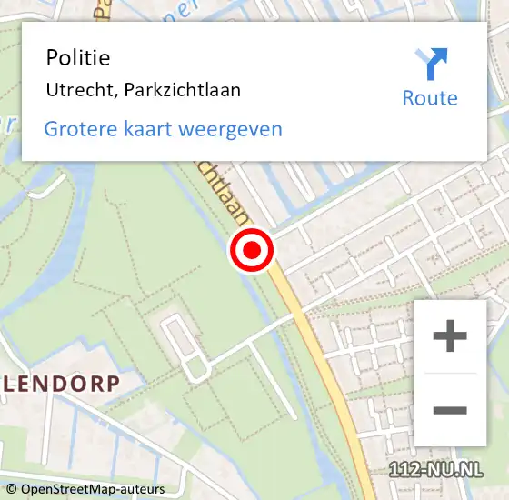 Locatie op kaart van de 112 melding: Politie Utrecht, Parkzichtlaan op 19 september 2017 16:06
