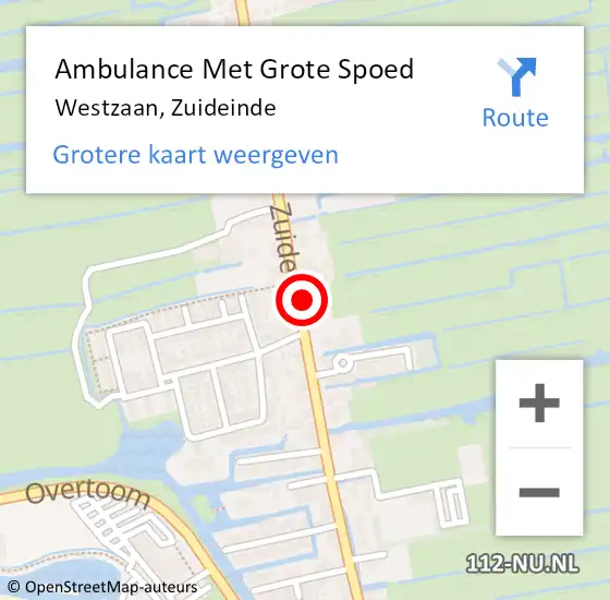 Locatie op kaart van de 112 melding: Ambulance Met Grote Spoed Naar Westzaan, Zuideinde op 19 september 2017 16:18