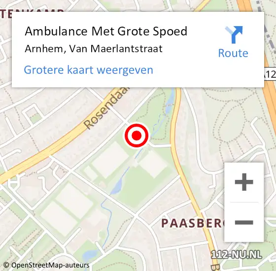 Locatie op kaart van de 112 melding: Ambulance Met Grote Spoed Naar Arnhem, Van Maerlantstraat op 19 september 2017 16:22