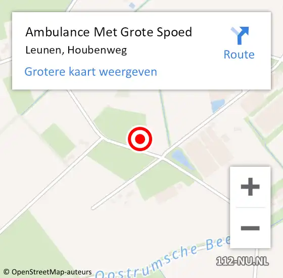 Locatie op kaart van de 112 melding: Ambulance Met Grote Spoed Naar Leunen, Houbenweg op 2 februari 2014 05:36