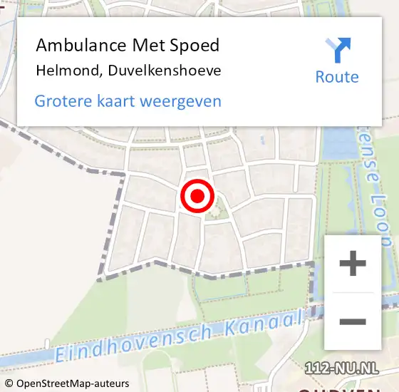 Locatie op kaart van de 112 melding: Ambulance Met Spoed Naar Helmond, Duvelkenshoeve op 19 september 2017 16:45