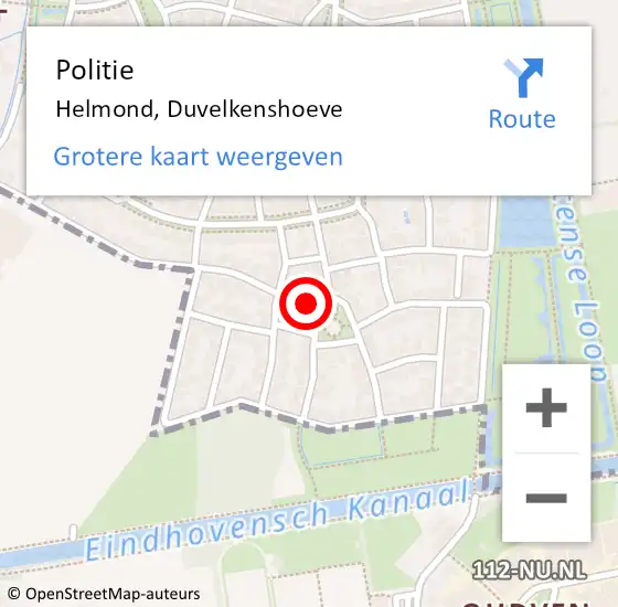 Locatie op kaart van de 112 melding: Politie Helmond, Duvelkenshoeve op 19 september 2017 16:46