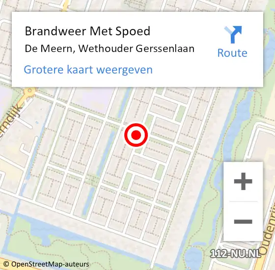 Locatie op kaart van de 112 melding: Brandweer Met Spoed Naar De Meern, Wethouder Gerssenlaan op 19 september 2017 16:57