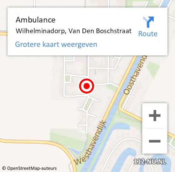 Locatie op kaart van de 112 melding: Ambulance Wilhelminadorp, Van Den Boschstraat op 19 september 2017 17:03