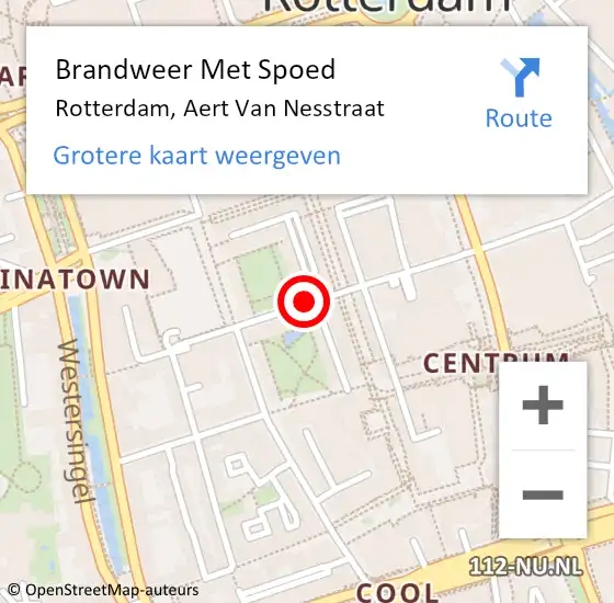 Locatie op kaart van de 112 melding: Brandweer Met Spoed Naar Rotterdam, Aert Van Nesstraat op 19 september 2017 17:26