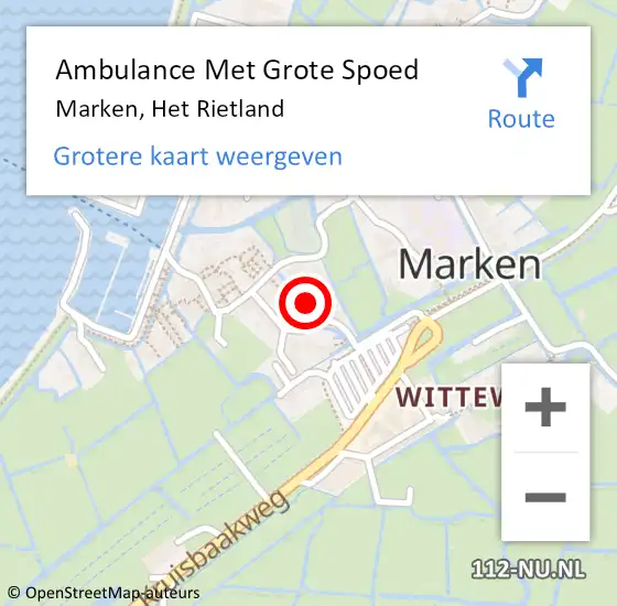 Locatie op kaart van de 112 melding: Ambulance Met Grote Spoed Naar Marken, Het Rietland op 19 september 2017 17:55