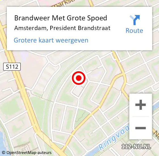Locatie op kaart van de 112 melding: Brandweer Met Grote Spoed Naar Amsterdam, President Brandstraat op 19 september 2017 18:16