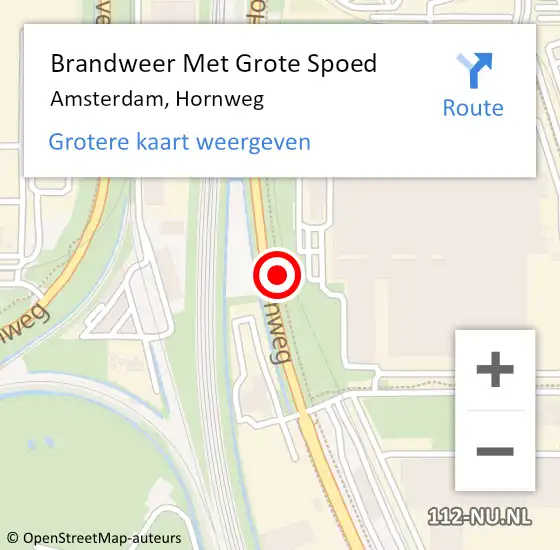 Locatie op kaart van de 112 melding: Brandweer Met Grote Spoed Naar Amsterdam, Hornweg op 19 september 2017 18:21