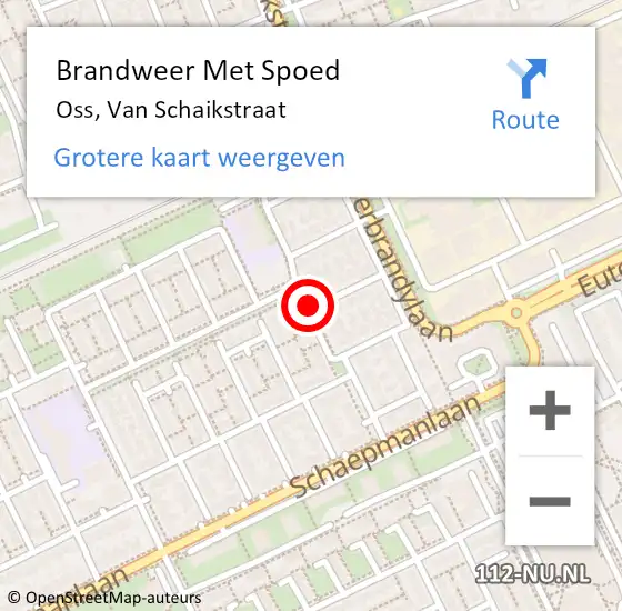 Locatie op kaart van de 112 melding: Brandweer Met Spoed Naar Oss, Van Schaikstraat op 19 september 2017 18:32