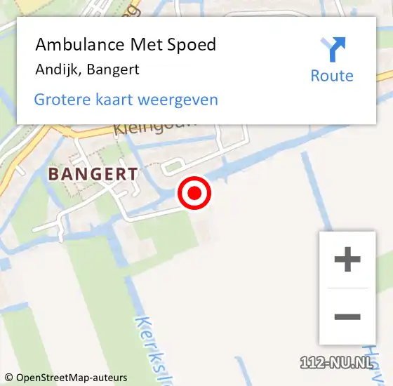Locatie op kaart van de 112 melding: Ambulance Met Spoed Naar Andijk, Bangert op 19 september 2017 18:34