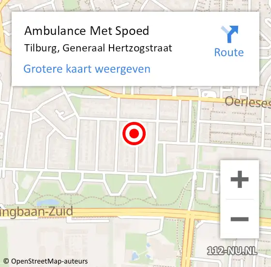 Locatie op kaart van de 112 melding: Ambulance Met Spoed Naar Tilburg, Generaal Hertzogstraat op 19 september 2017 18:40