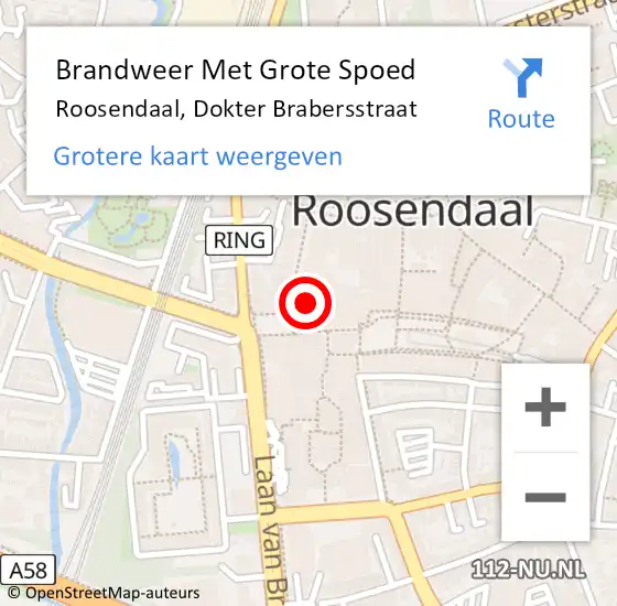 Locatie op kaart van de 112 melding: Brandweer Met Grote Spoed Naar Roosendaal, Dokter Brabersstraat op 19 september 2017 18:47