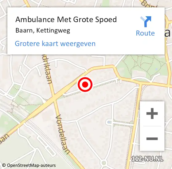 Locatie op kaart van de 112 melding: Ambulance Met Grote Spoed Naar Baarn, Kettingweg op 19 september 2017 18:52