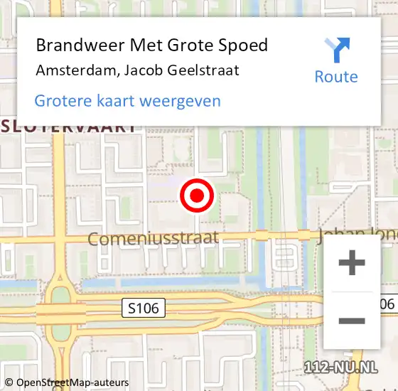 Locatie op kaart van de 112 melding: Brandweer Met Grote Spoed Naar Amsterdam, Jacob Geelstraat op 19 september 2017 18:53