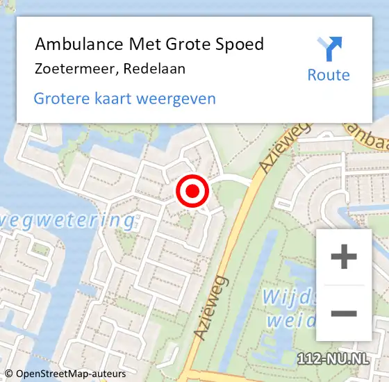 Locatie op kaart van de 112 melding: Ambulance Met Grote Spoed Naar Zoetermeer, Redelaan op 19 september 2017 18:56