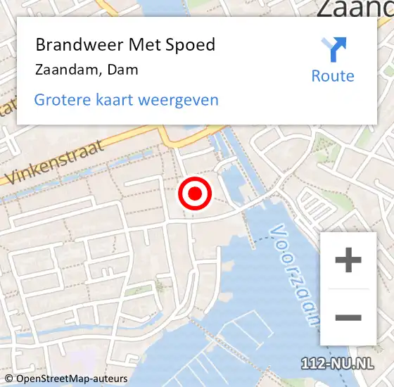 Locatie op kaart van de 112 melding: Brandweer Met Spoed Naar Zaandam, Dam op 19 september 2017 19:02