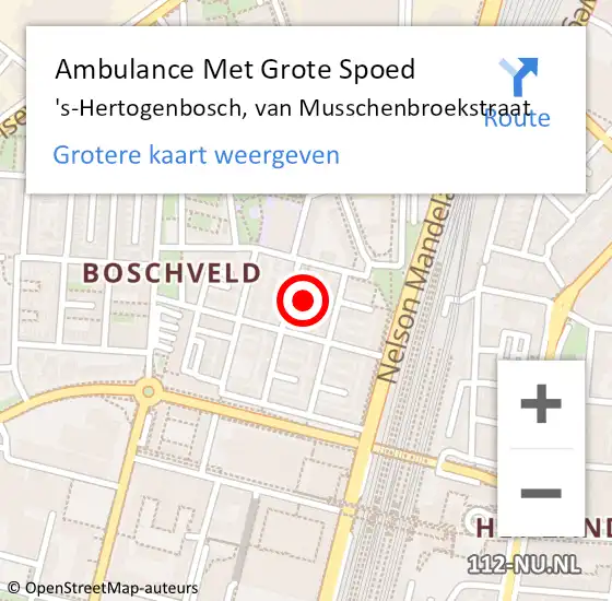 Locatie op kaart van de 112 melding: Ambulance Met Grote Spoed Naar 's-Hertogenbosch, van Musschenbroekstraat op 19 september 2017 19:06