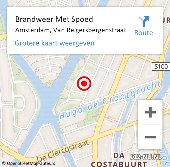 Locatie op kaart van de 112 melding: Brandweer Met Spoed Naar Amsterdam, Van Reigersbergenstraat op 19 september 2017 19:06