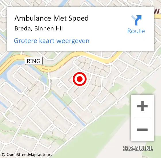 Locatie op kaart van de 112 melding: Ambulance Met Spoed Naar Breda, Binnen Hil op 19 september 2017 19:09