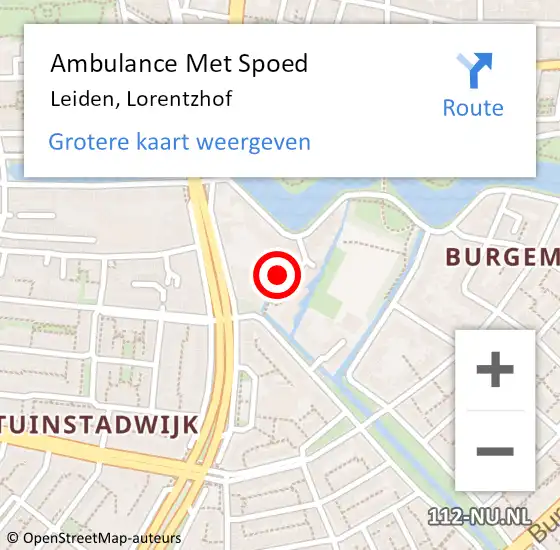 Locatie op kaart van de 112 melding: Ambulance Met Spoed Naar Leiden, Lorentzhof op 19 september 2017 19:10