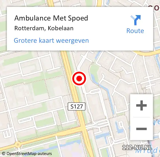 Locatie op kaart van de 112 melding: Ambulance Met Spoed Naar Rotterdam, Kobelaan op 19 september 2017 19:12