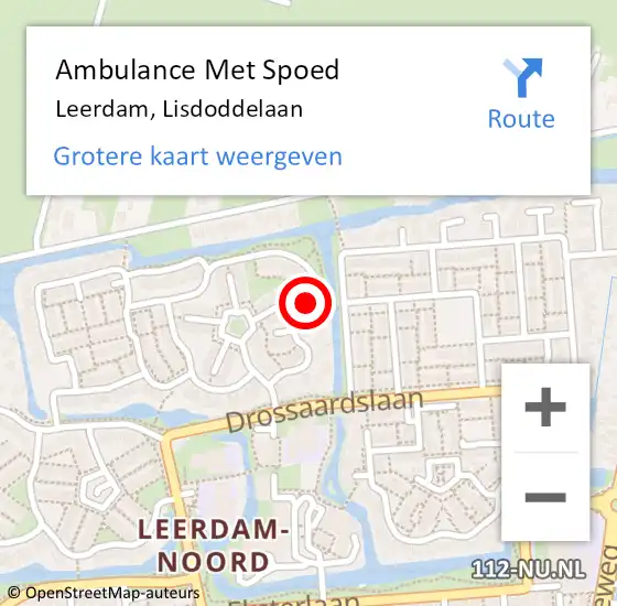 Locatie op kaart van de 112 melding: Ambulance Met Spoed Naar Leerdam, Lisdoddelaan op 19 september 2017 19:20