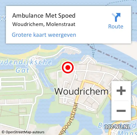 Locatie op kaart van de 112 melding: Ambulance Met Spoed Naar Woudrichem, Molenstraat op 19 september 2017 19:51