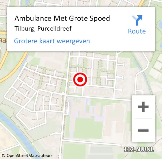 Locatie op kaart van de 112 melding: Ambulance Met Grote Spoed Naar Tilburg, Purcelldreef op 19 september 2017 20:10