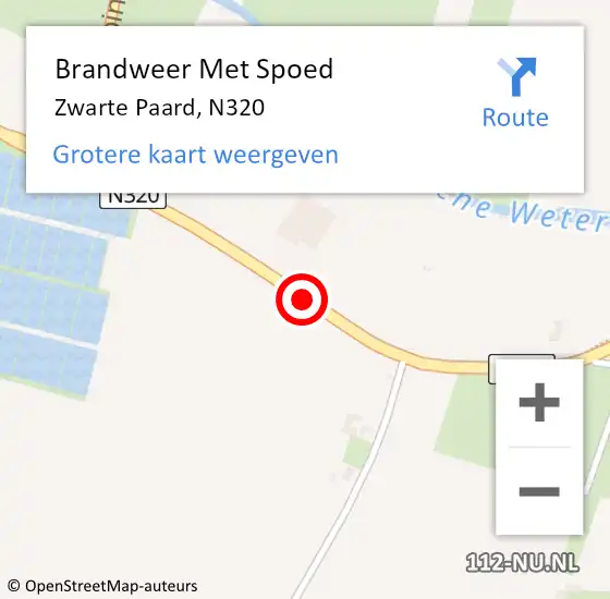 Locatie op kaart van de 112 melding: Brandweer Met Spoed Naar Zwarte Paard, N320 op 19 september 2017 20:39